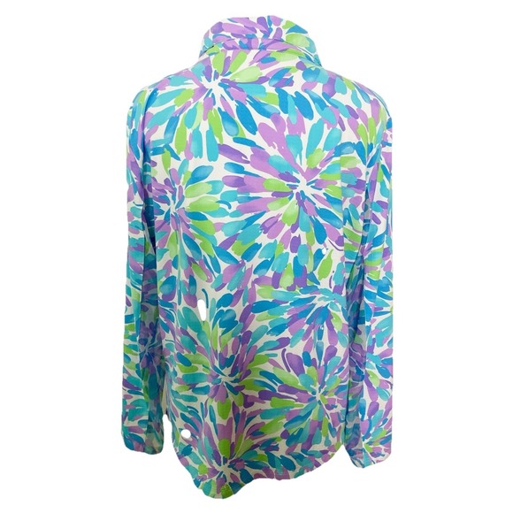 Ibkul 1/4 Zip Pullover Side Mesh Sleeves‎ Floral Blue Purple Golf Tennis XL - Picture 3 of 4